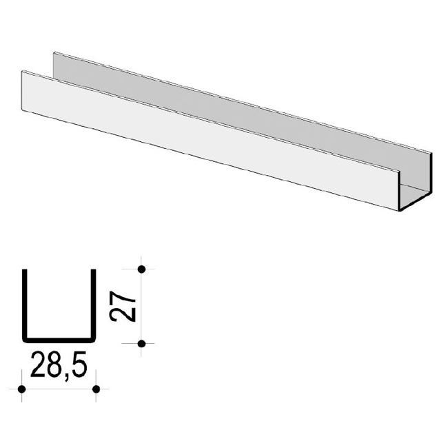 Feuchtraumprofil C3 UD-Profil 28 x 27 x 0,6 mm