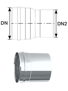 Einzelteile - Kesselanschlüsse sehr weit für Kessel im Unterdruck (Anschluss außen) zentrisch